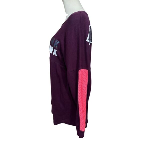 Victoria’s Secret PINK Y2K Holographic Foil Spell Out Crew Neck Pullover XS EUC - Picture 7 of 15